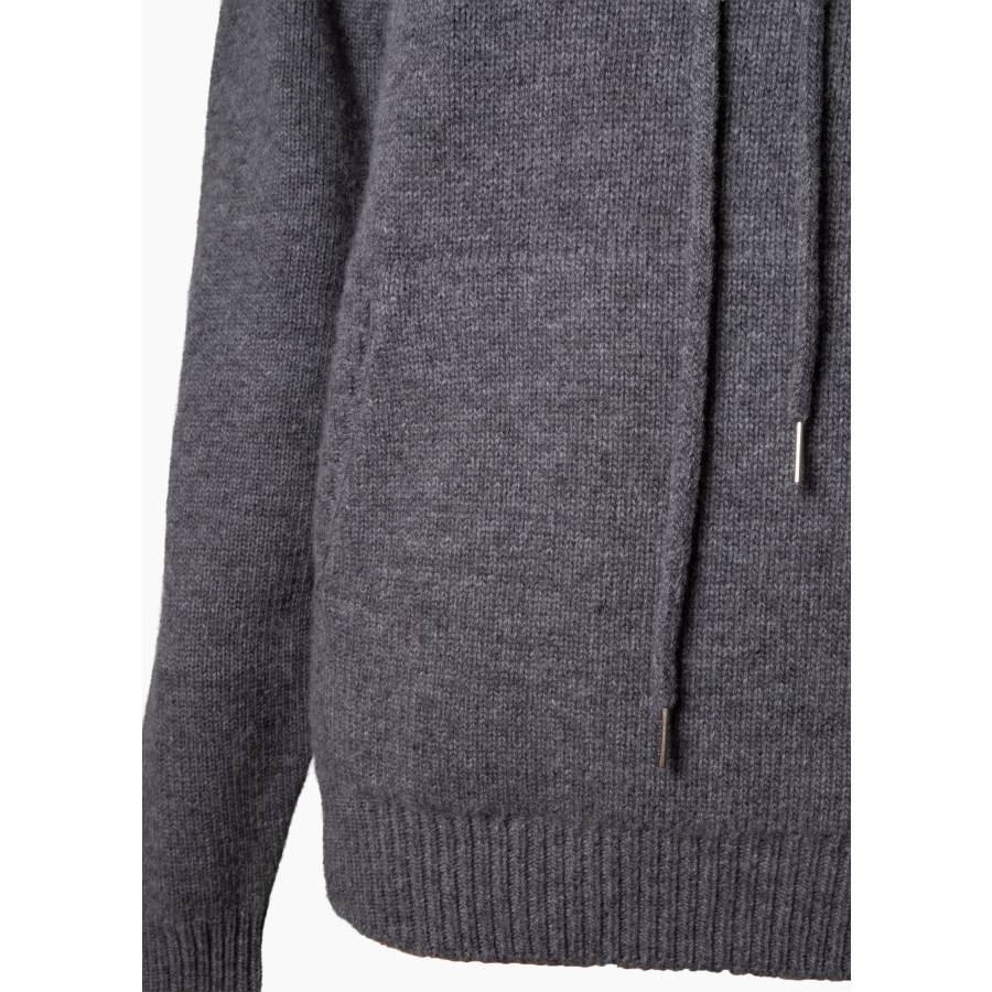 Grauer Kapuzenpullover aus Wolle