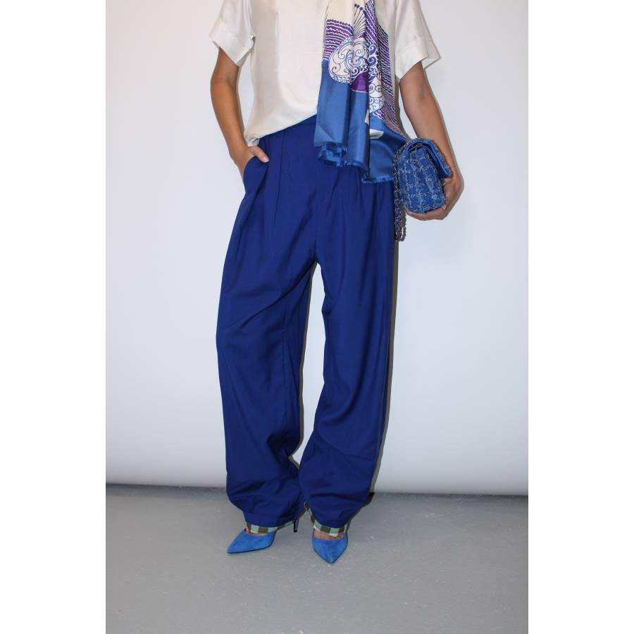 Pantalon en laine bleu