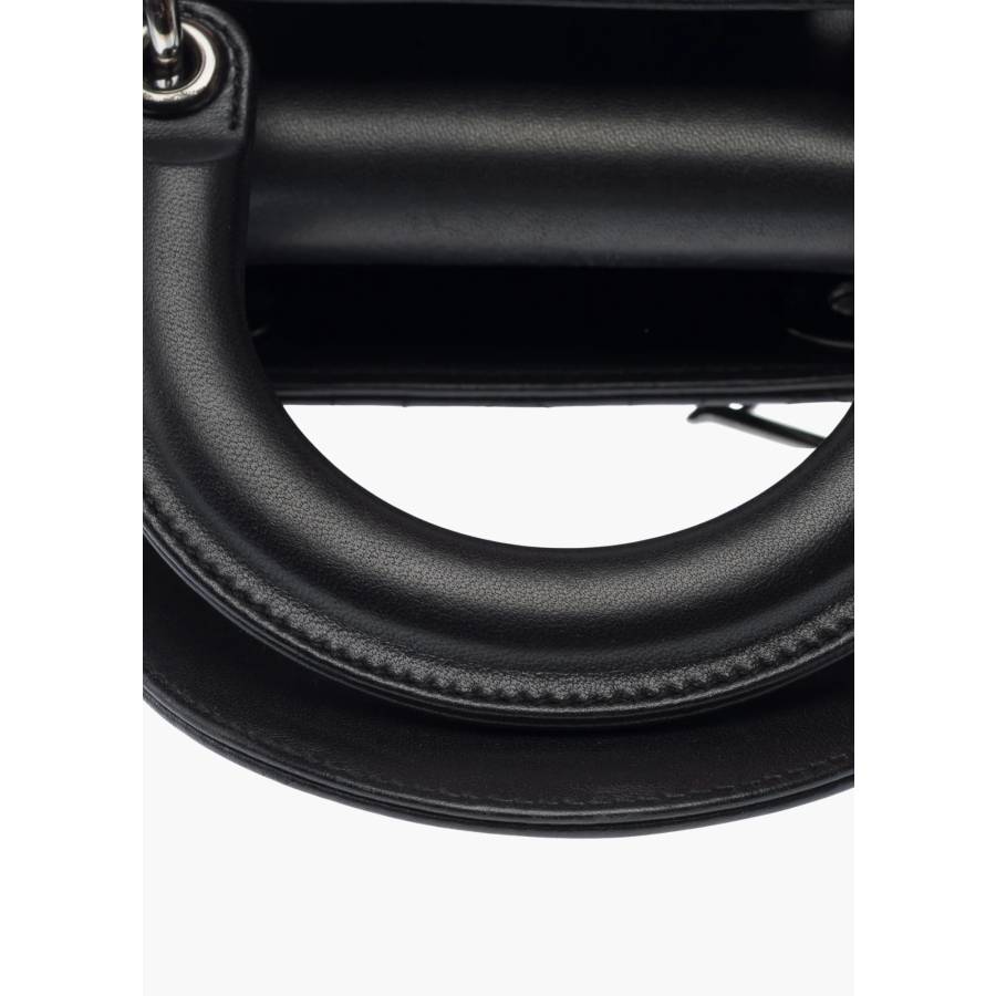 Lady Dior Small Tasche aus schwarzem Leder