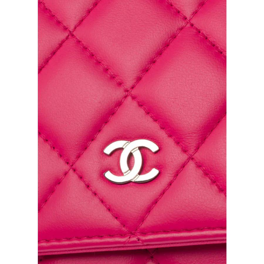 Wallet On Chain en cuir rose ​​fushia