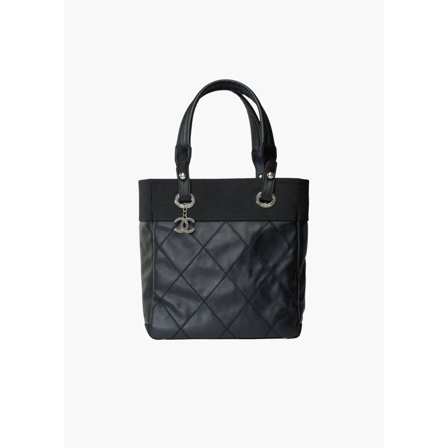 Tasche „Paris-Biarritz“ aus schwarz beschichtetem Canvas