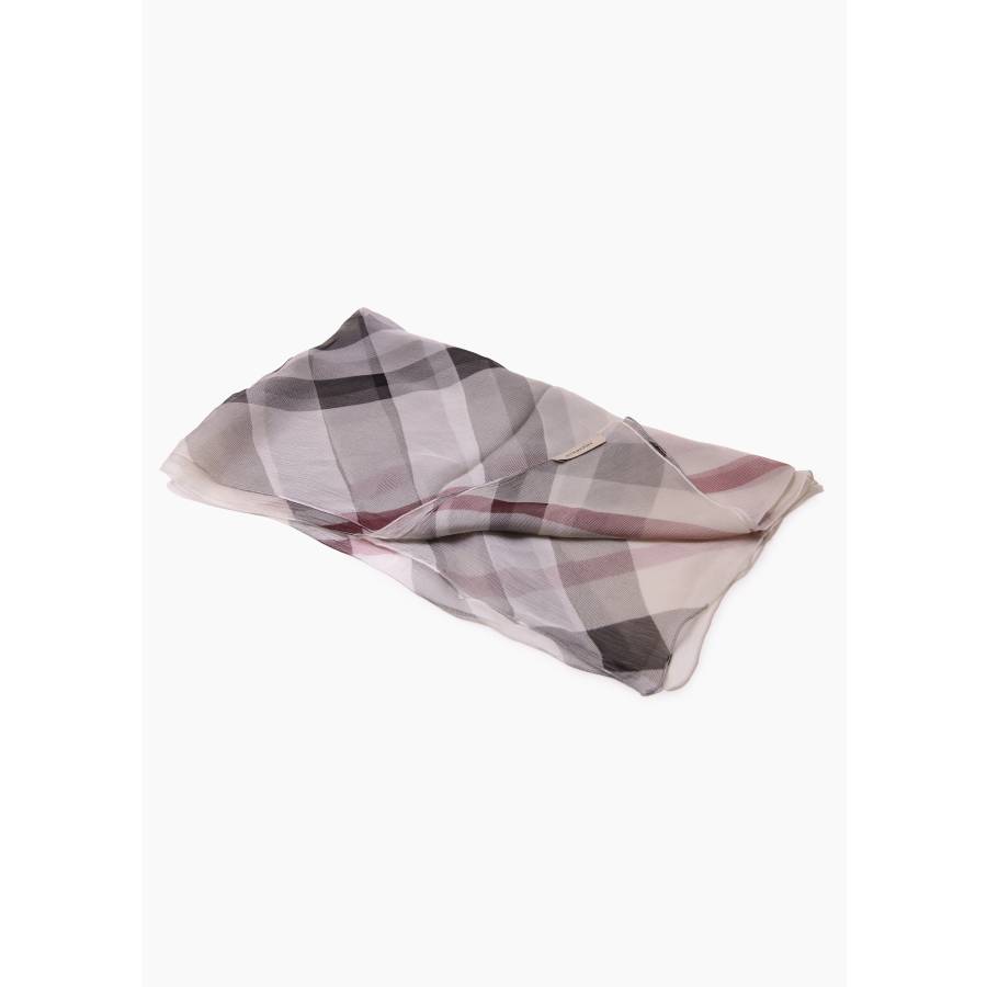 Écharpe Transparente à Carreaux en Soie