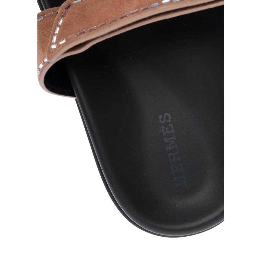 Sandales Chypre en chèvre velours Rose Perle