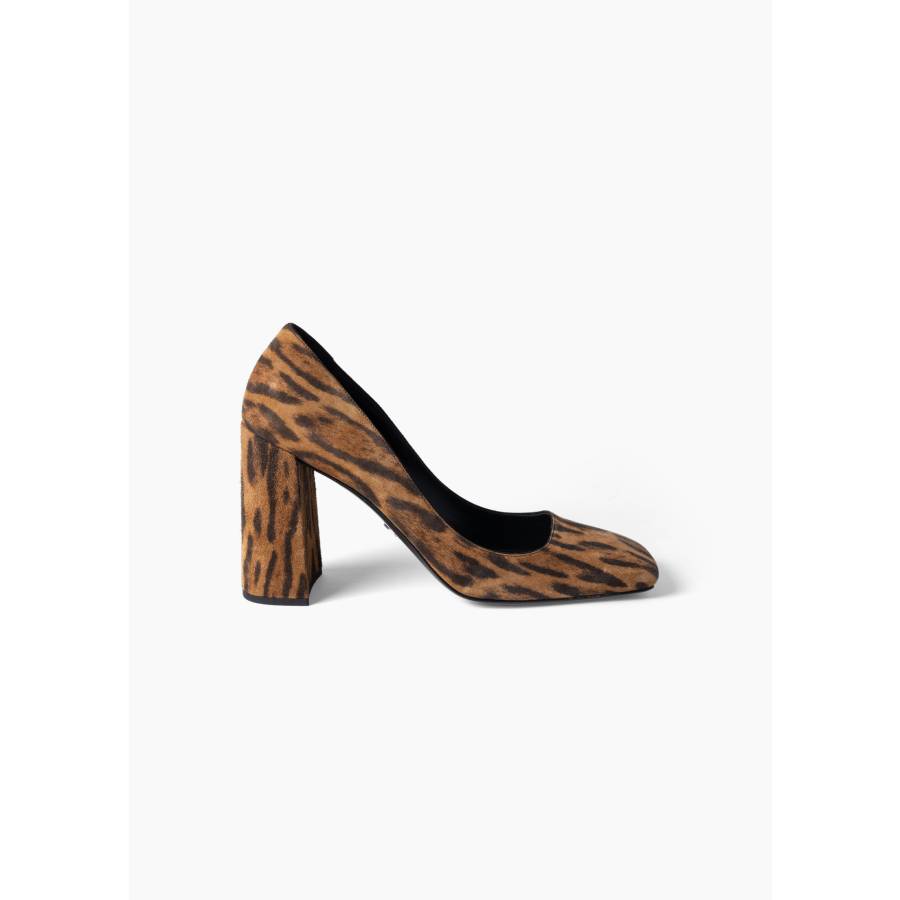 Wildleder-Pumps mit Leopardenmuster