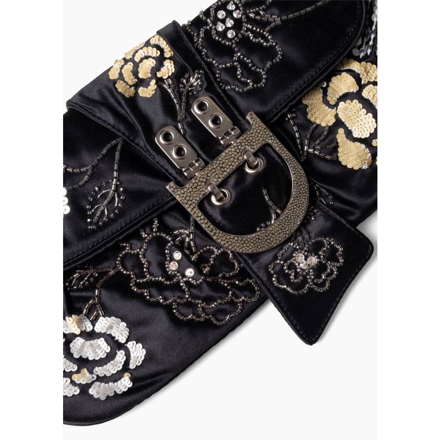 Black satin clutch