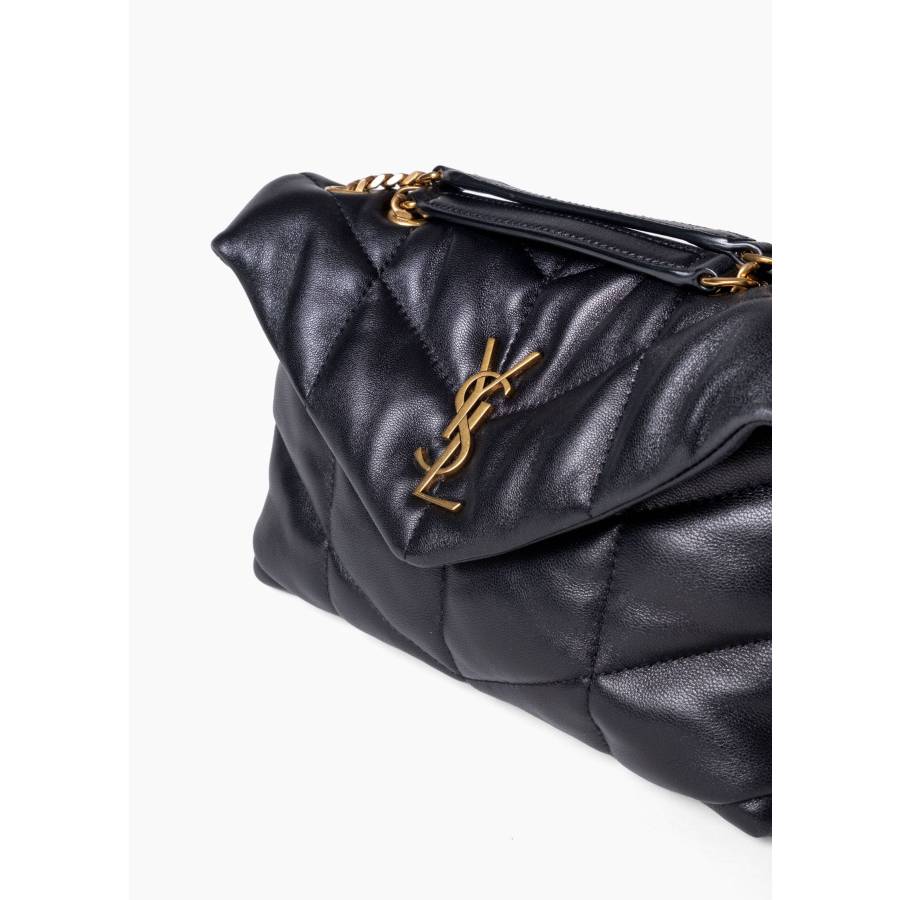 Tasche Loulou Small Puffer aus schwarzem Leder
