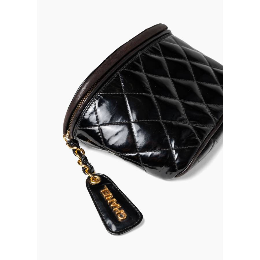 Black patent leather belt pouch