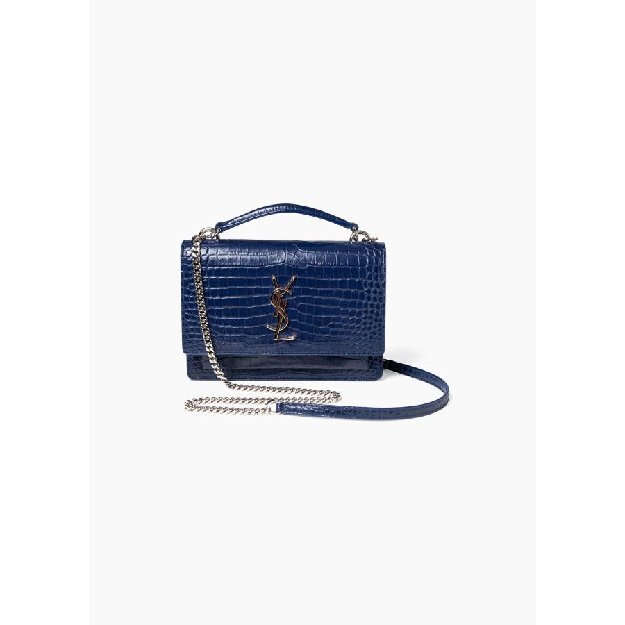 Croc-embossed leather Sunset shoulder bag