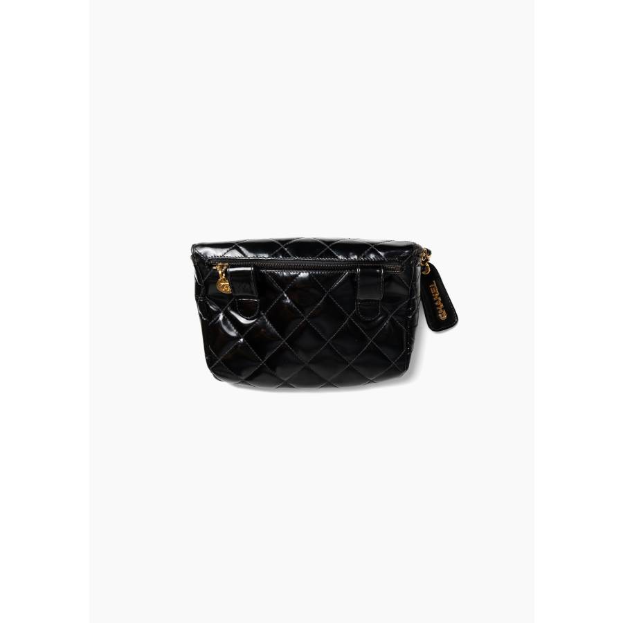 Black patent leather belt pouch