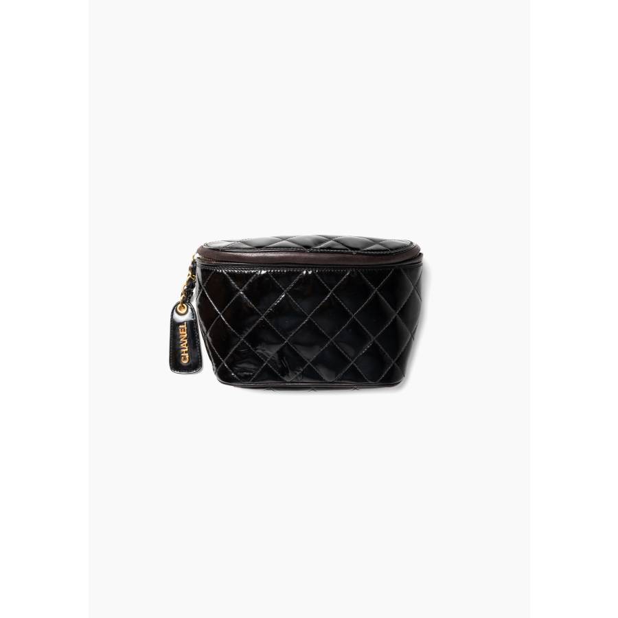 Black patent leather belt pouch