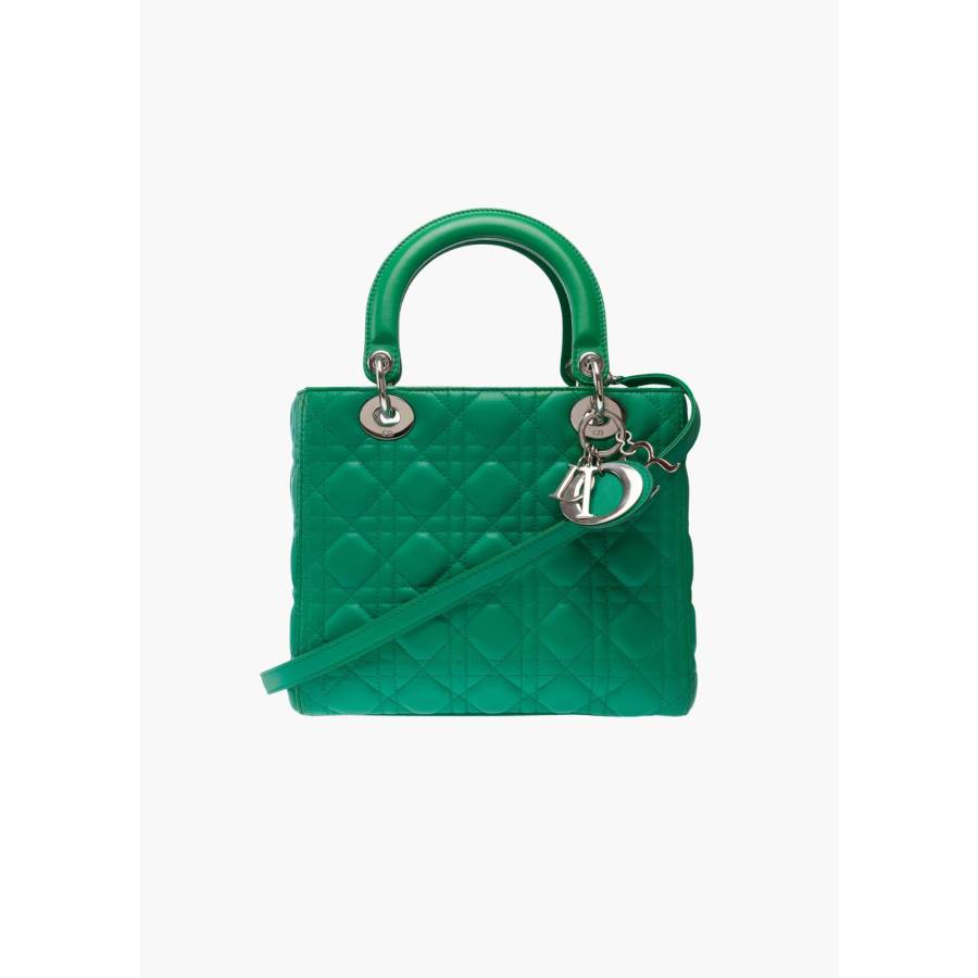 Lady Dior Medium in green cannage leather