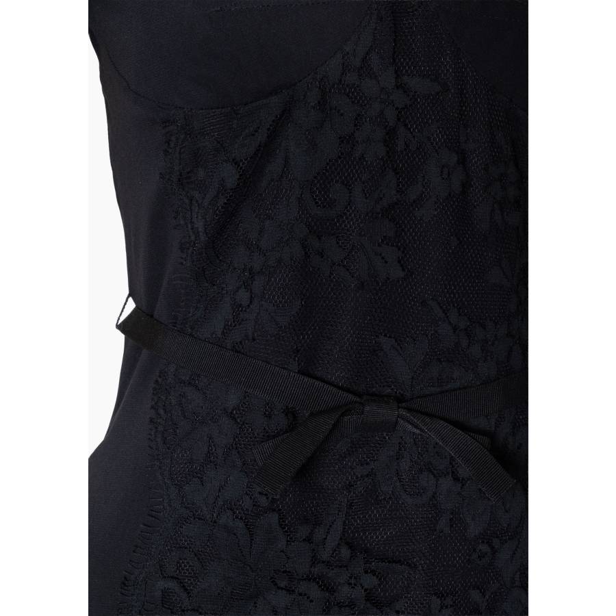 Black short-sleeve dress with lace