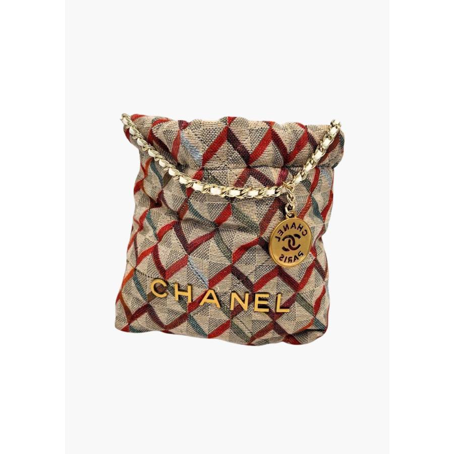 Mini Chanel 22 coloré en toile texturée