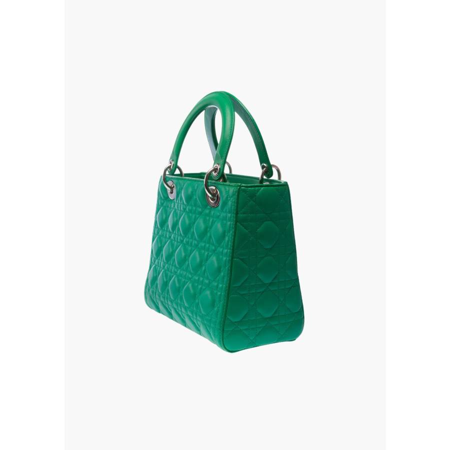 Lady Dior Medium in green cannage leather