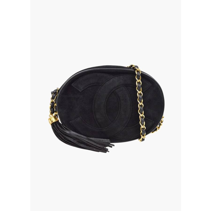 Vintage CC Mark Round bag in black suede