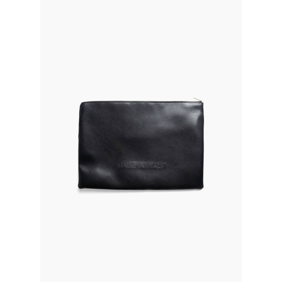 Pochette en cuir noir avec logo