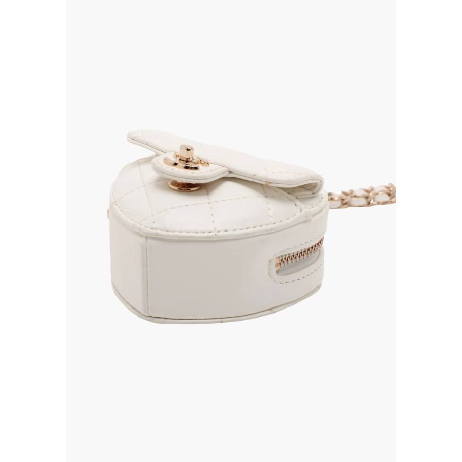 Petit Clutch cœur matelassée CC avec chaîne