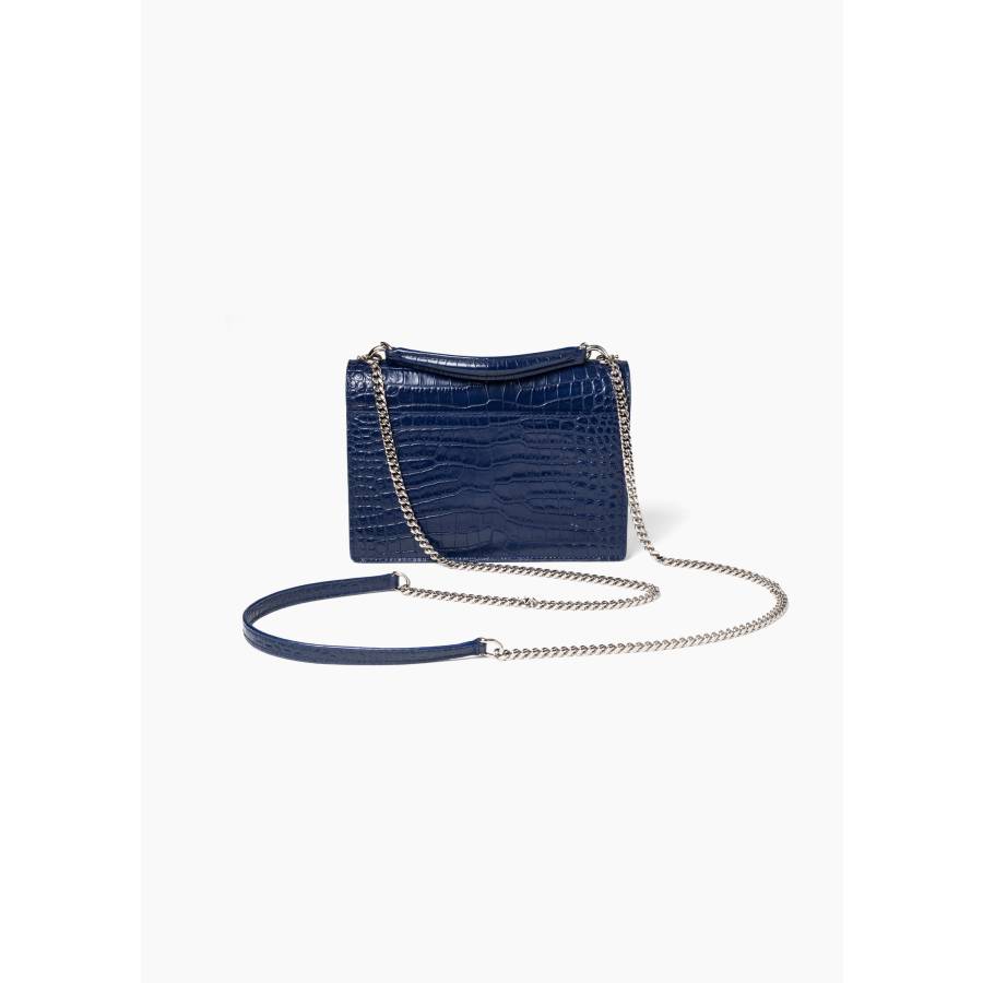 Croc-embossed leather Sunset shoulder bag