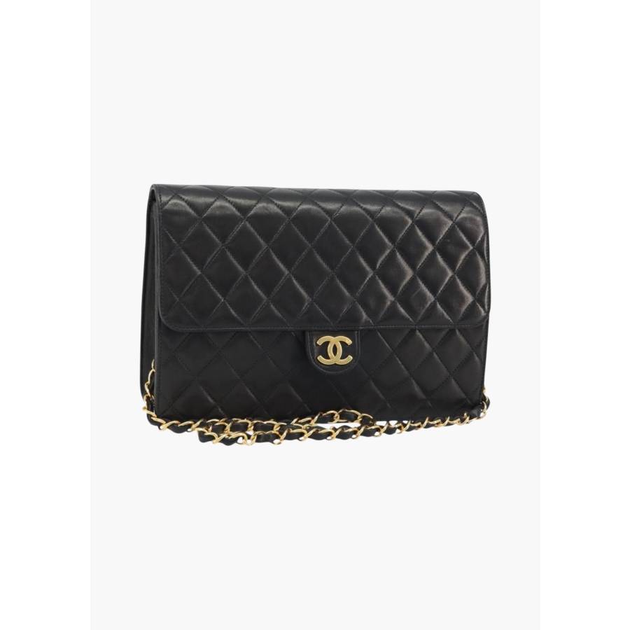 Sac en cuir d’agneau matelassé noir