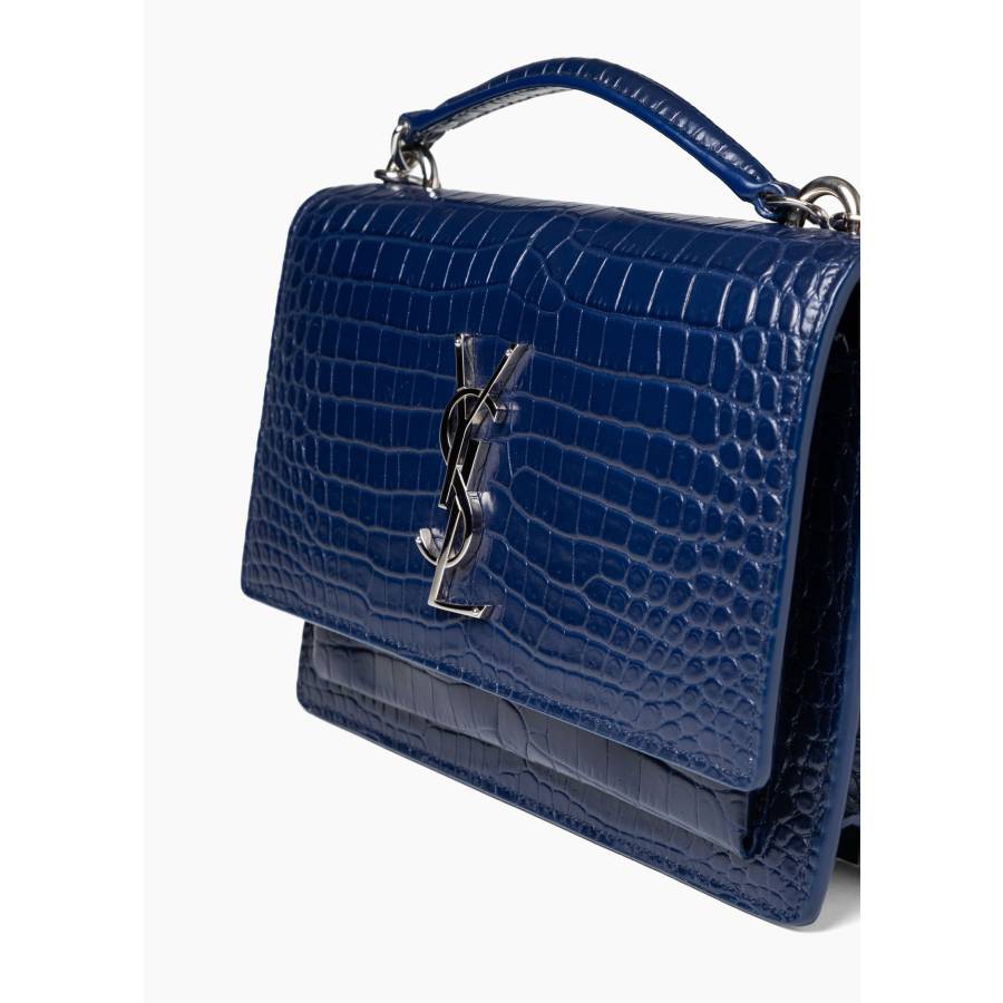 Croc-embossed leather Sunset shoulder bag