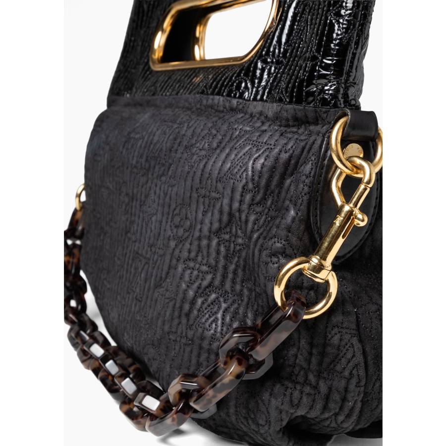 Black suede "Motard" handbag