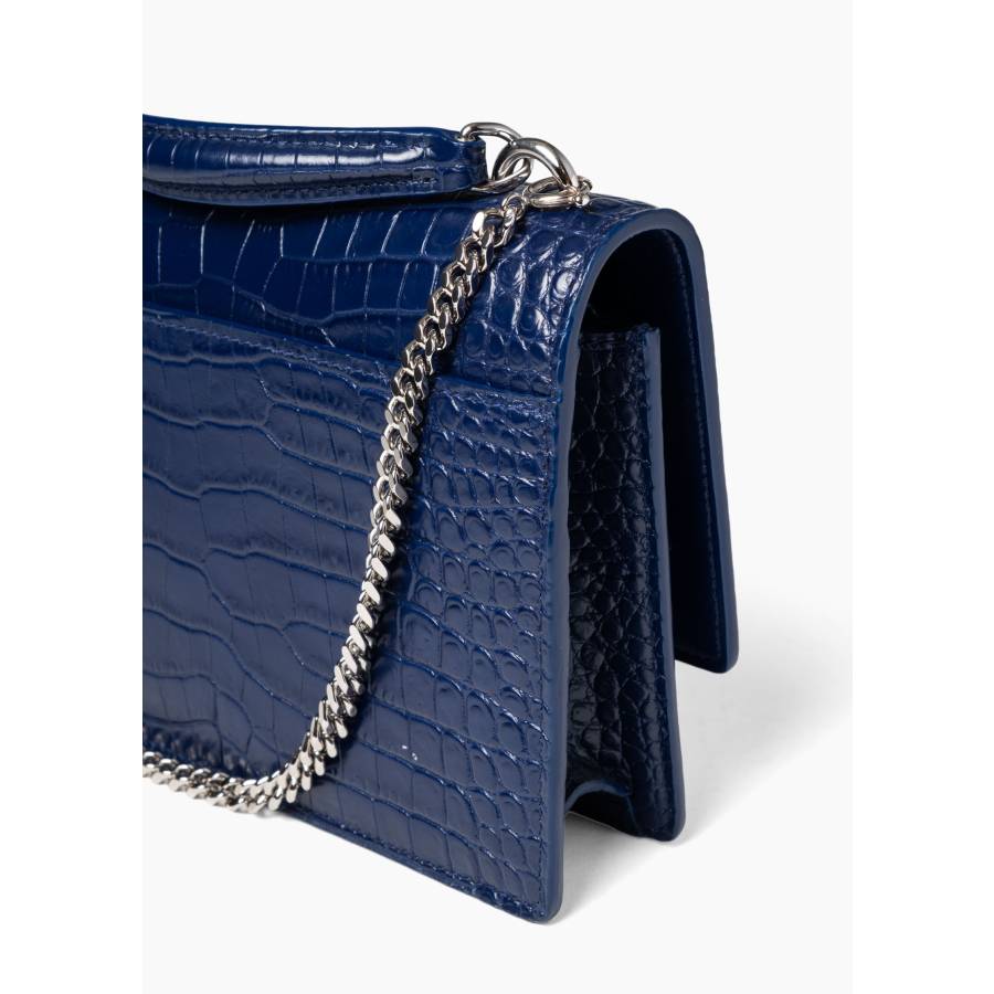 Croc-embossed leather Sunset shoulder bag