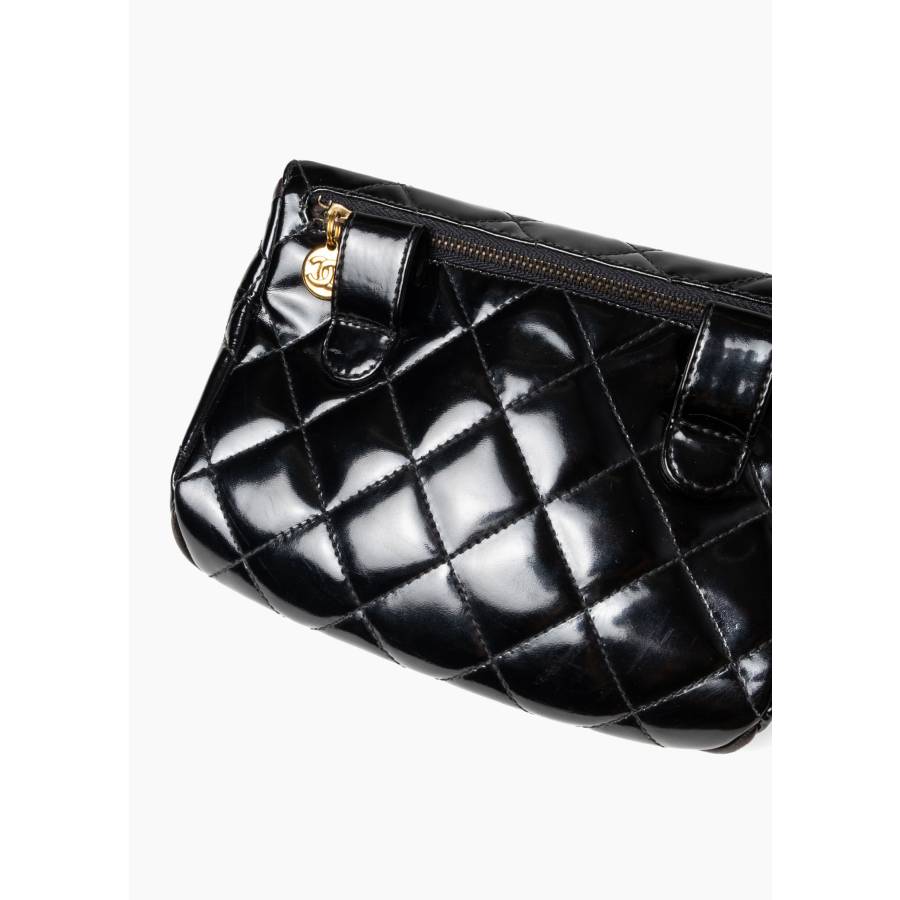 Black patent leather belt pouch