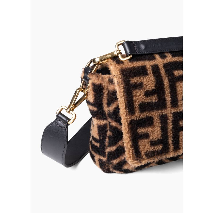 Shearling baguette bag