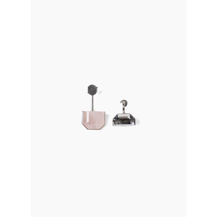 Rose quartz and crystal earrings