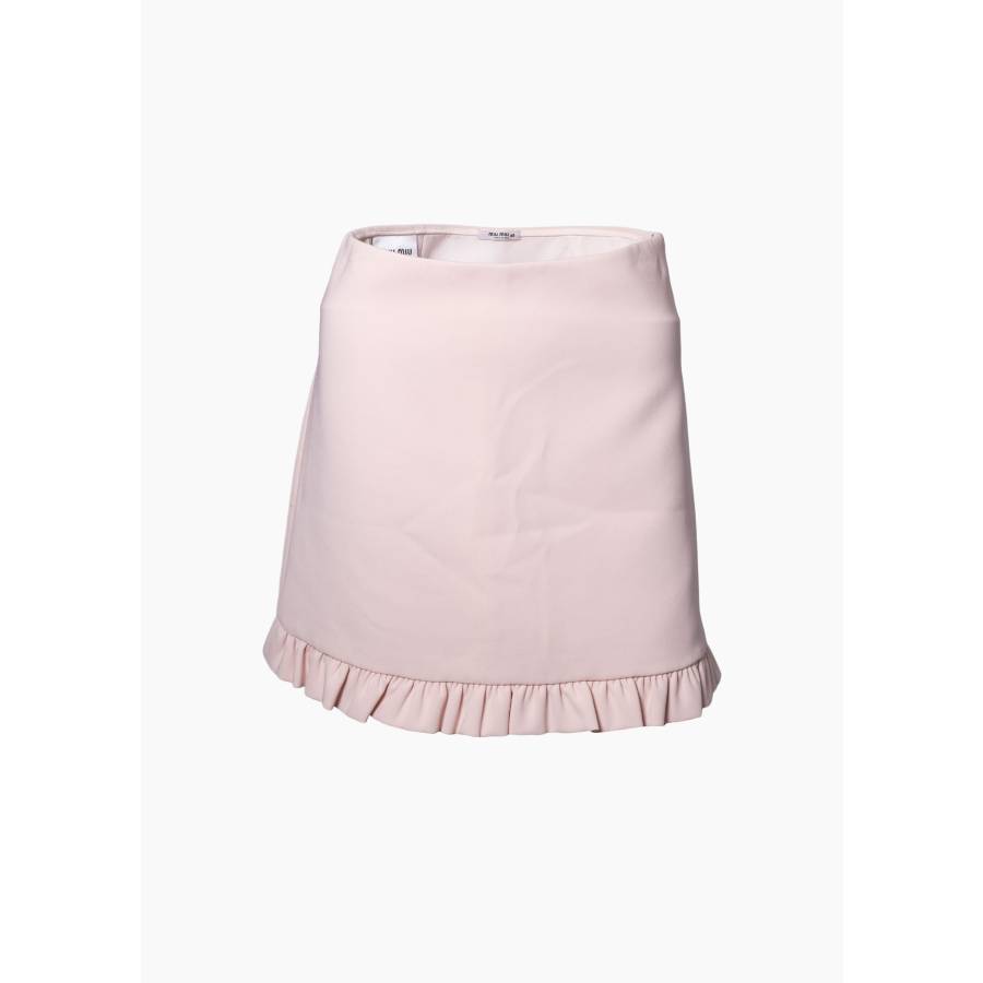 Pink ruffled mini skirt