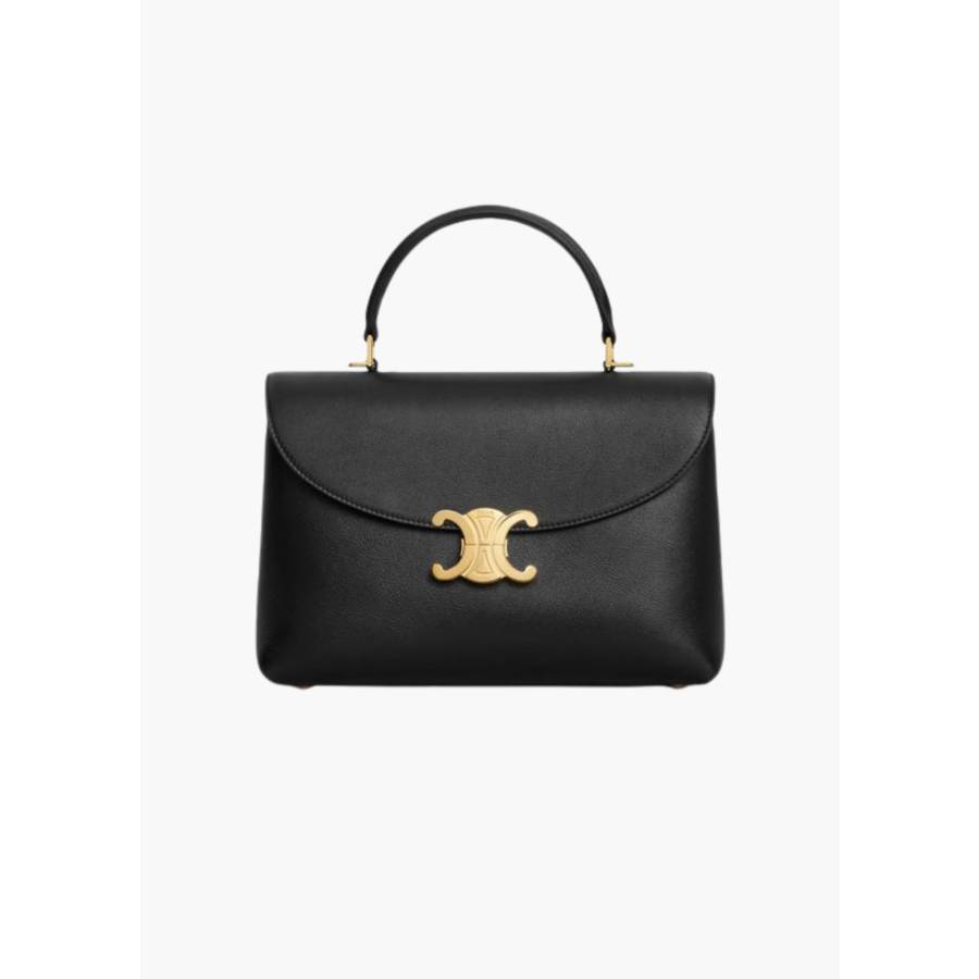Nino Medium Bag in soft black grained calfskin