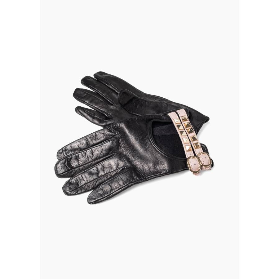 Gants Rockstud en cuir noir