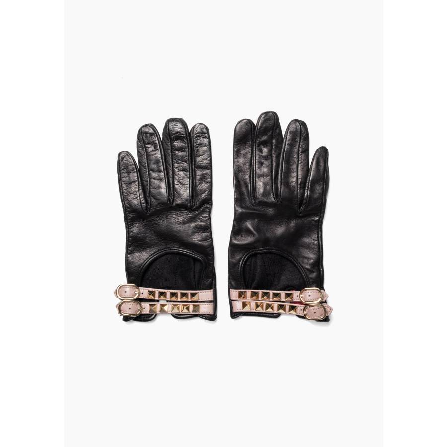 Gants Rockstud en cuir noir